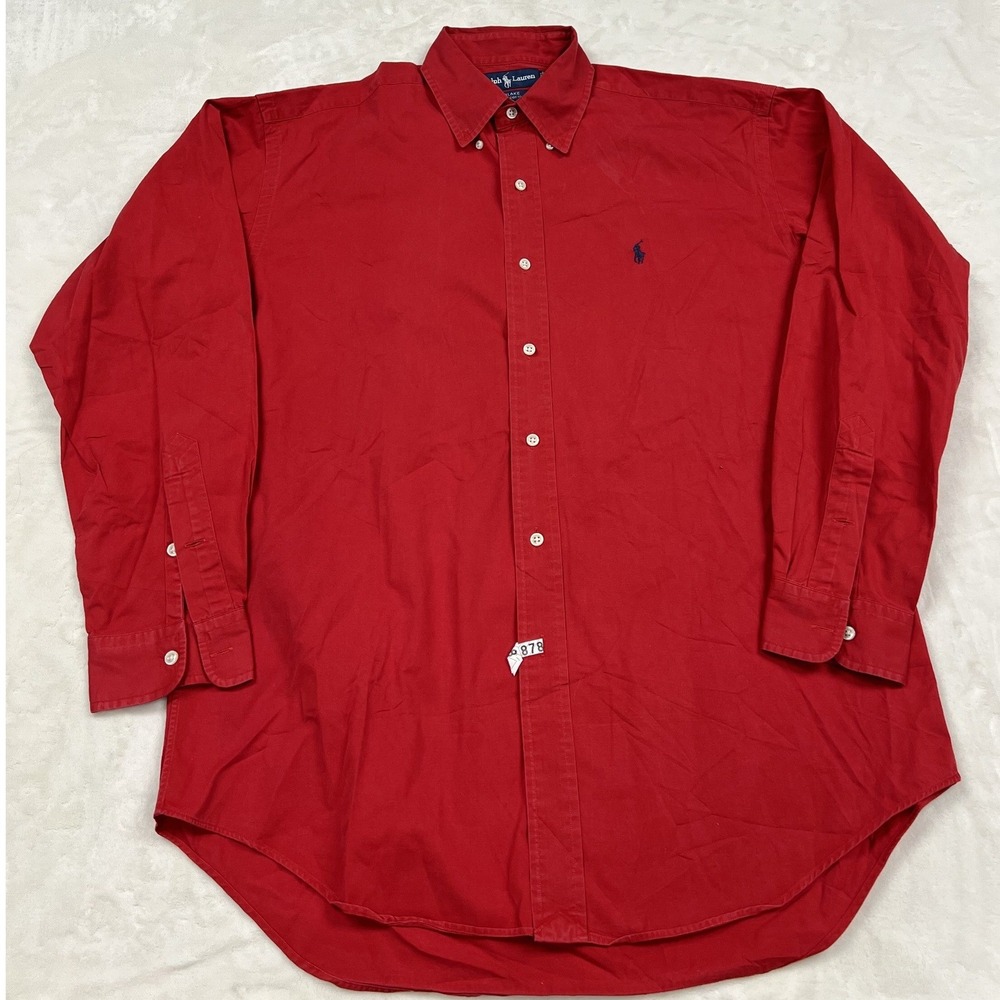 Polo Ralph Lauren Button Down Shirt Mens M Red Long Sleeve Pony Logo